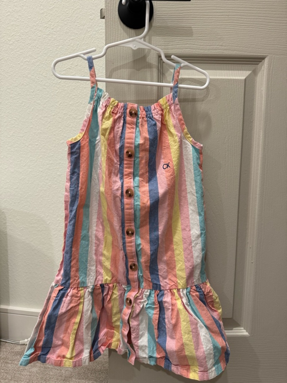 Calvin Klein Jeans Pastel Multi-Stripe Sundress Girl’s dress size 7